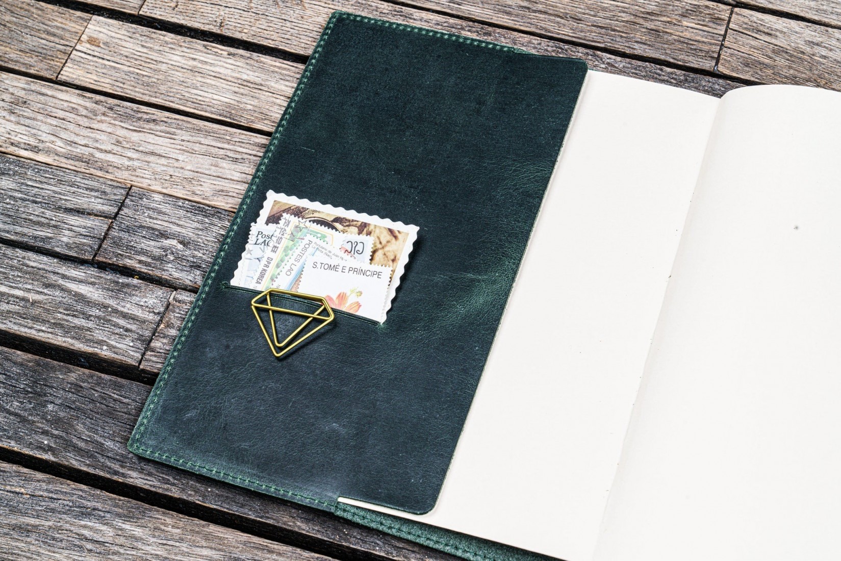 Galen Leather Slim A5 Notebook Planner Cover - Crazy Horse Forest Green