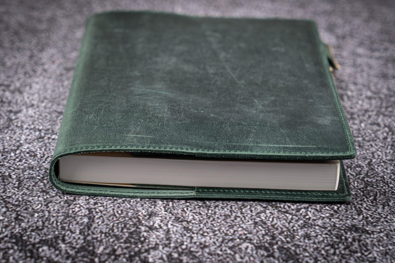 Galen Leather Slim A5 Notebook Planner Cover - Crazy Horse Forest Green