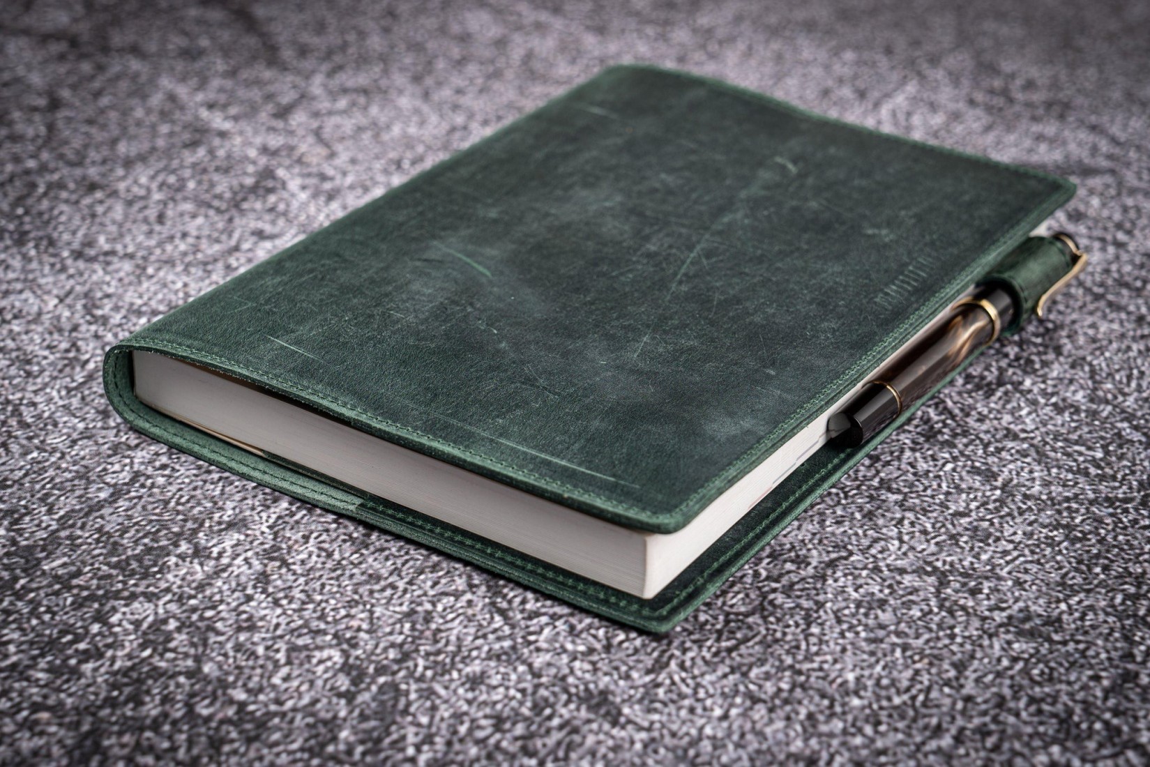 Galen Leather Slim A5 Notebook Planner Cover - Crazy Horse Forest Green