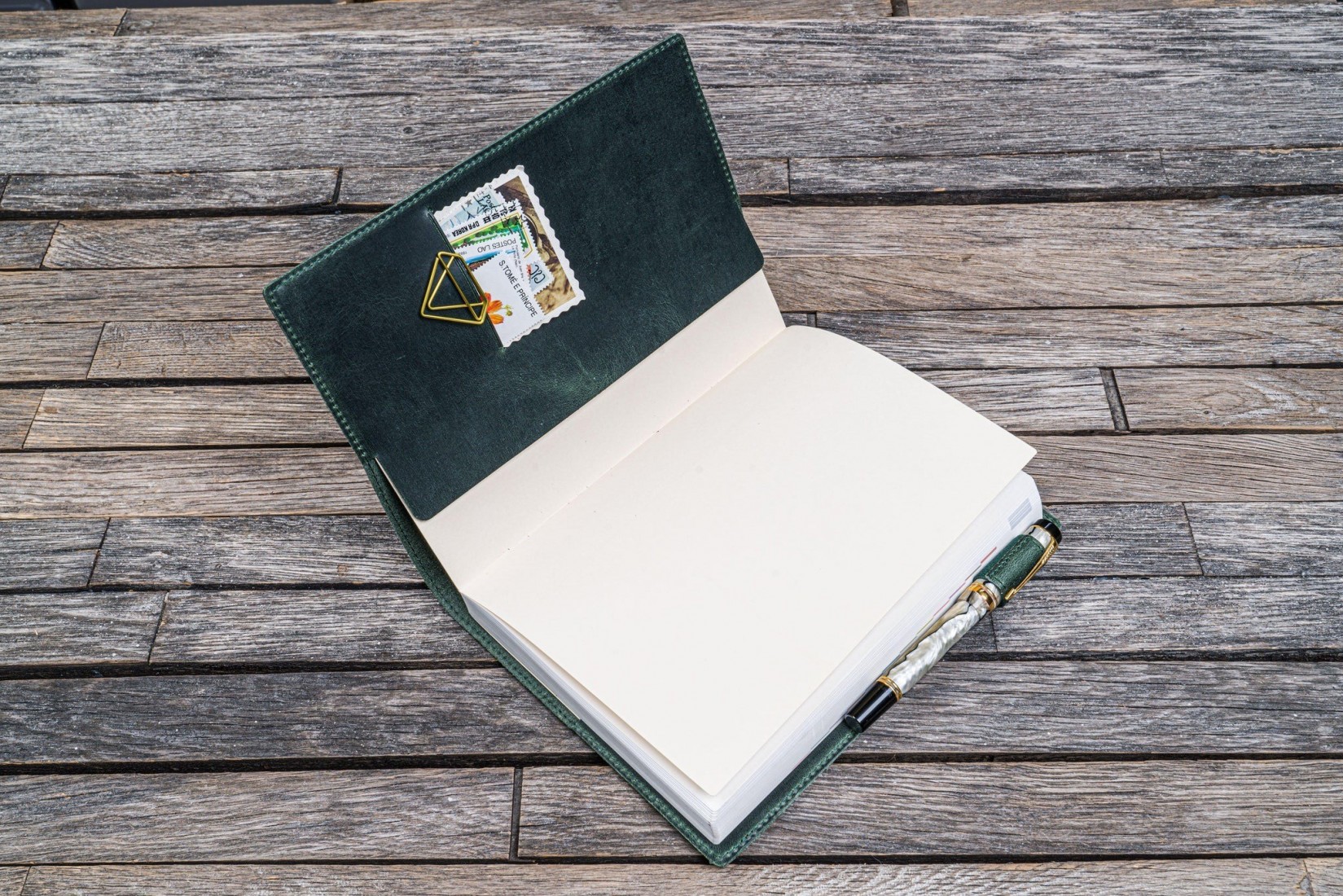 Galen Leather Slim A5 Notebook Planner Cover - Crazy Horse Forest Green