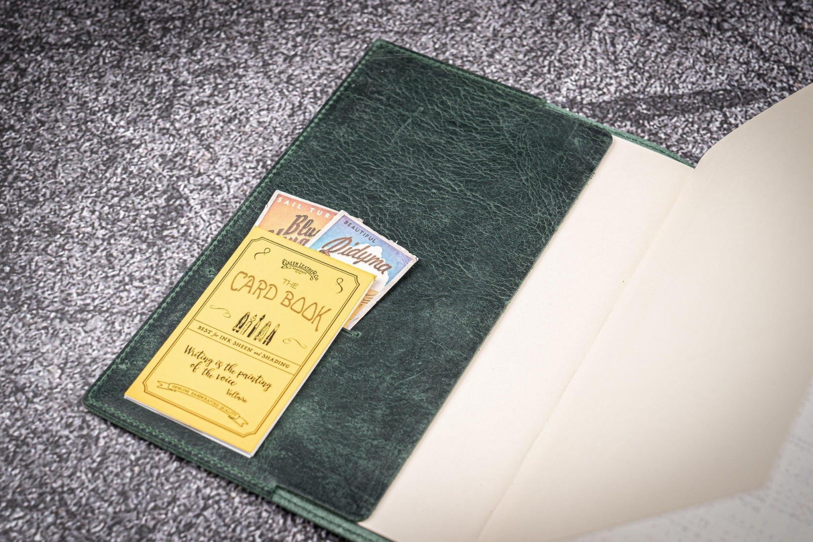Galen Leather Slim A5 Notebook Planner Cover - Crazy Horse Forest Green