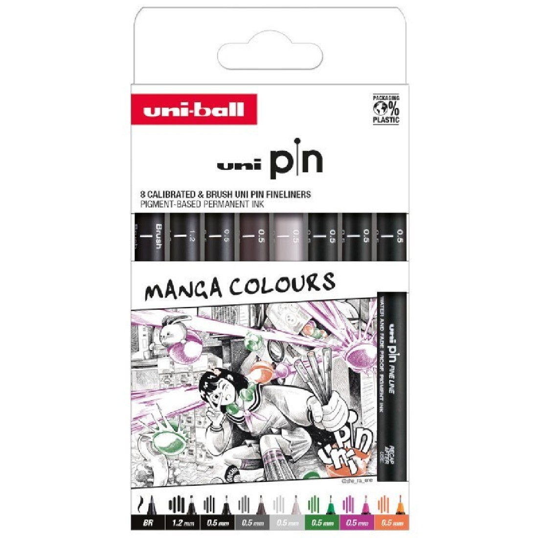 Μαρκαδόροι Λεπτής Γραφής για Σχέδιο Manga PIN-200 8P Uni-Ball