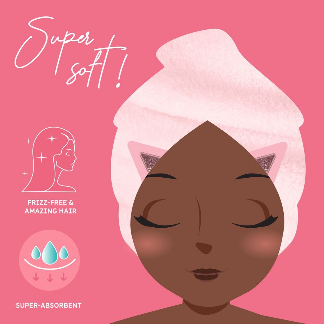 Kitty Hair Turban Towel - Love My Hair- Legami
