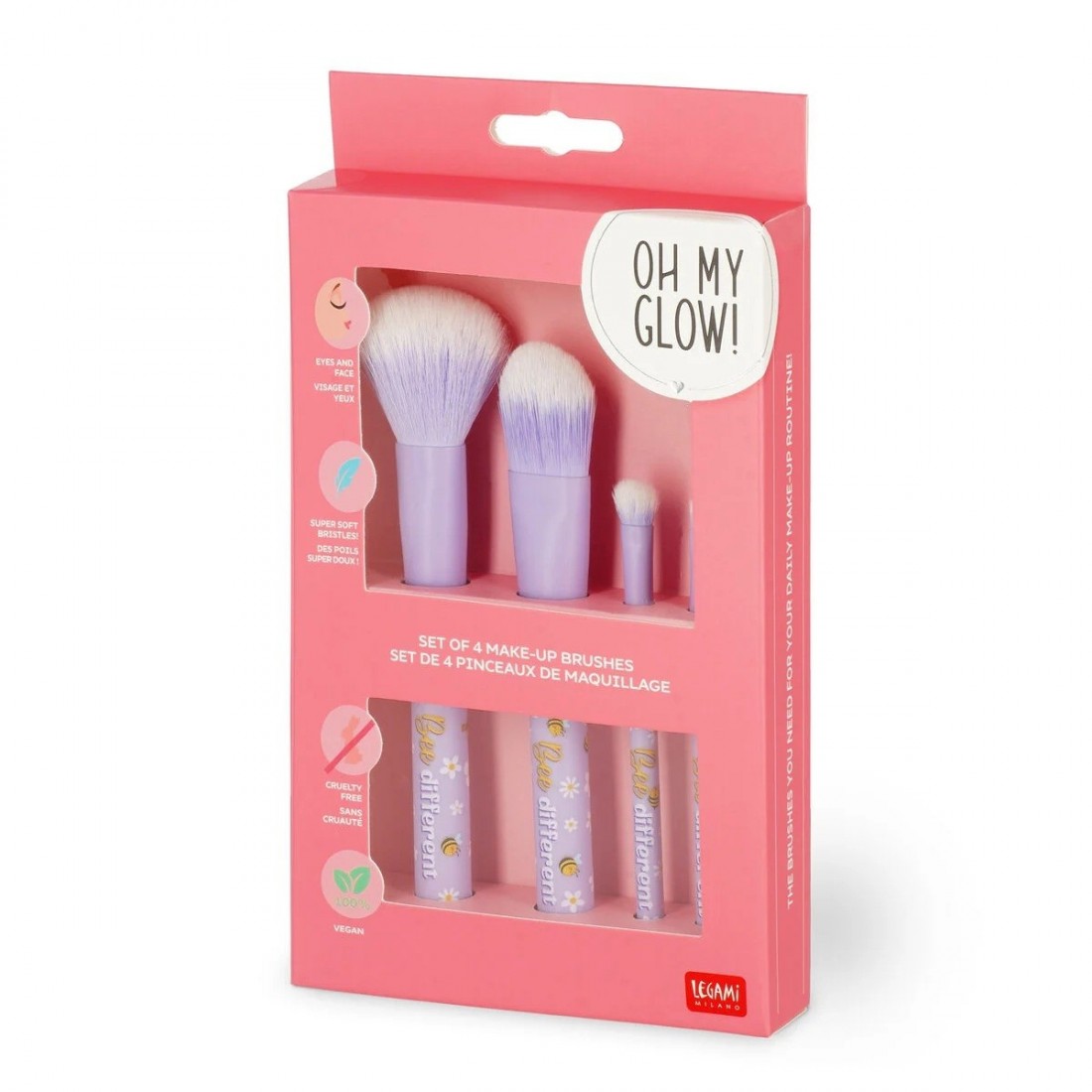 Set of 4 Bee Makeup Brushes - Oh My Glow!- Legami