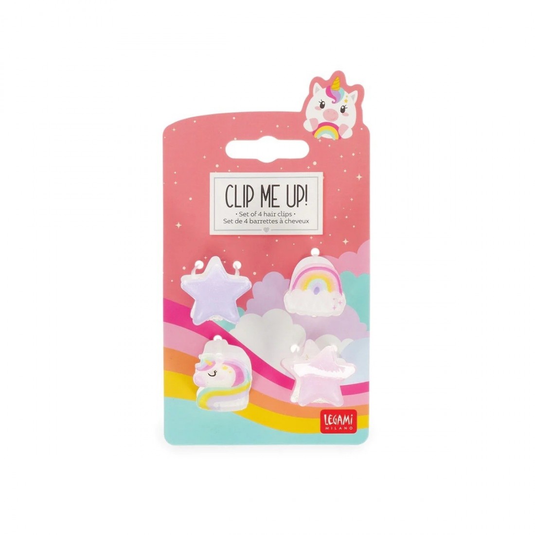 Σετ με 4 Μίνι Κλαμεράκια Μαλλιών Unicorn - Clip me up!- Legami