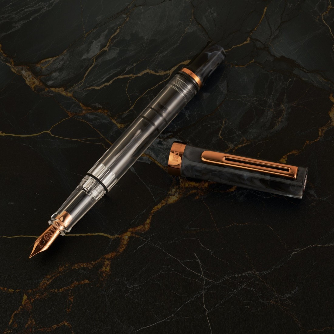 TWSBI ECO BLACK MARBLE BRONZE FOUNTAIN PEN