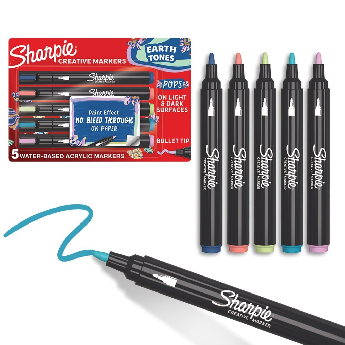 Sharpie Creative Markers, Water-Based Acrylic Markers, Brush Tip Blister of 5 2212828