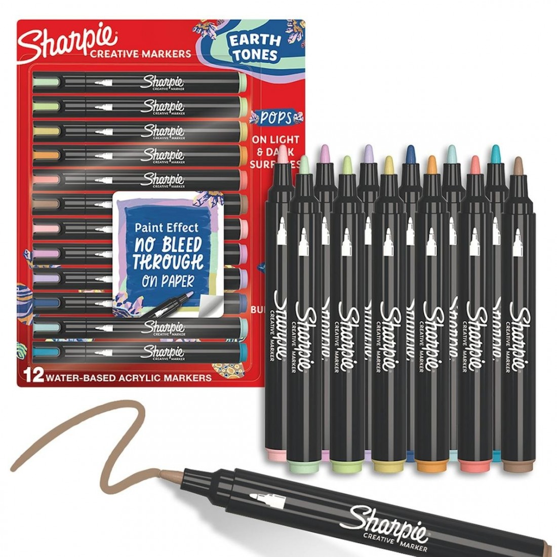 Sharpie Creative Markers, Water-Based Acrylic Markers, Brush Tip Blister of 12 2212911