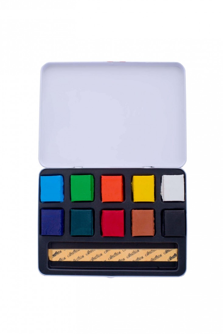 Cretacolor 10 Aqua Brique, watercolor paint in block form, 415 10