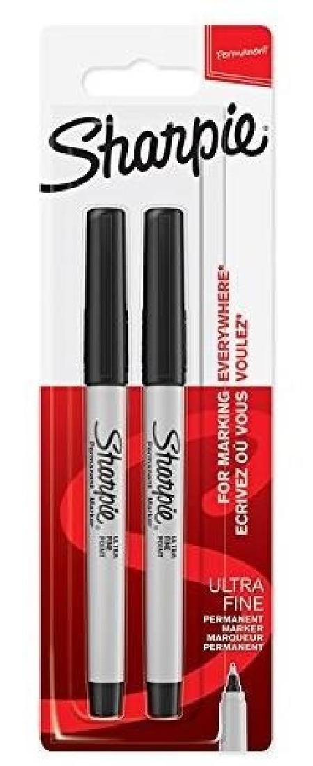Sharpie Markers 2 Pieces Blister Black Ultra Fine