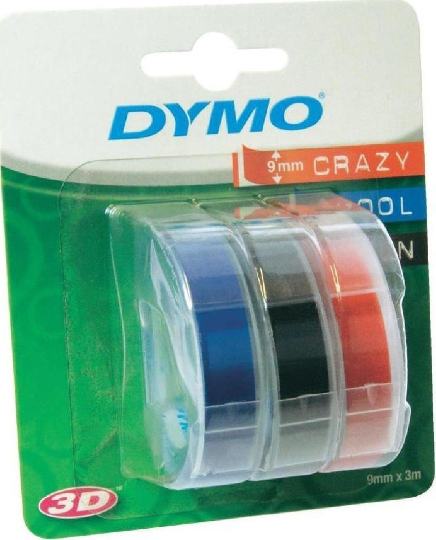 Dymo Embossing Tape 9mmx3m Blister 3 pcs Blue/Black/Red S0847750.