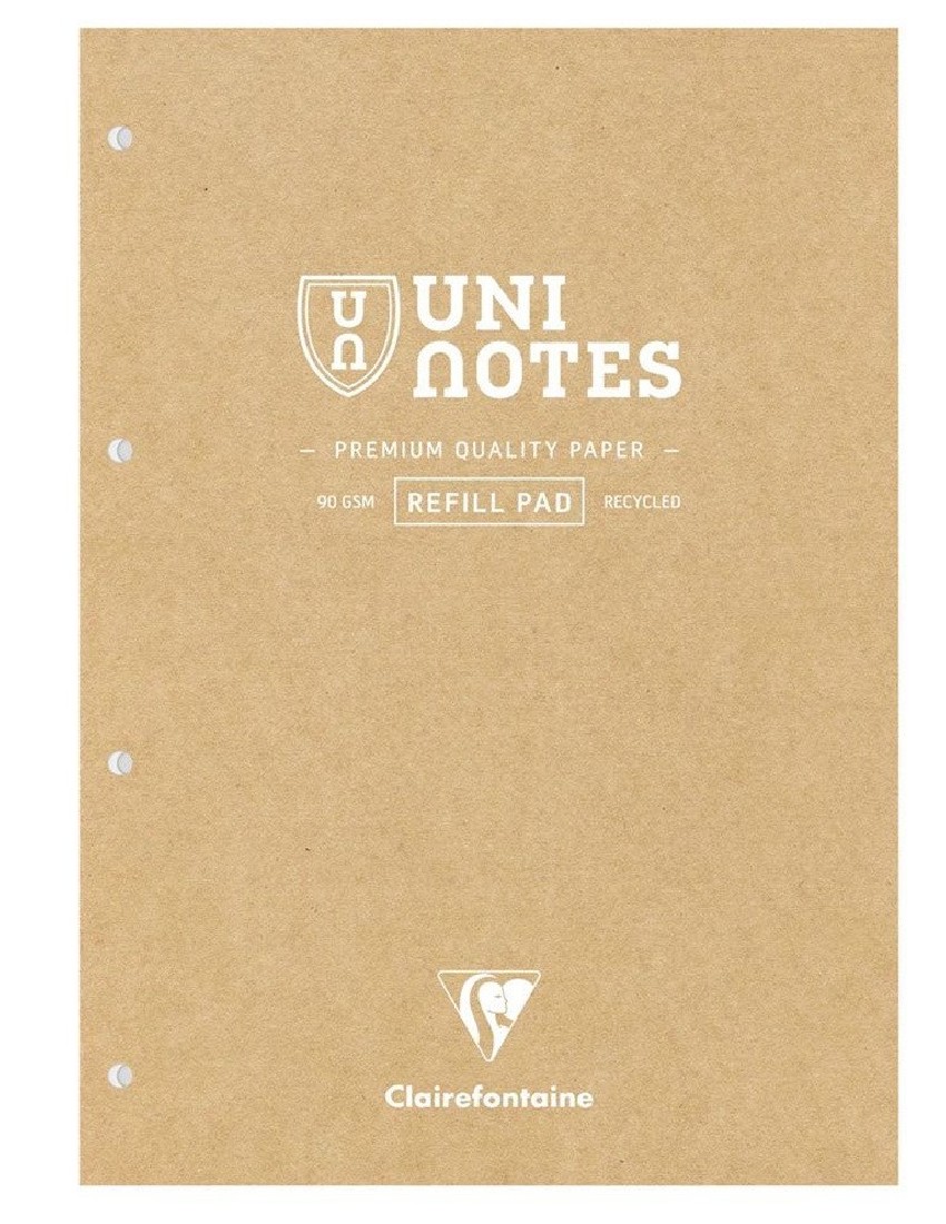 Clairefontaine Rhodia 9883C,Uninotes stapled pad 21x31.8cm, 200 pages, 4 hole punched, lined with margin, white lined paper 90gsm