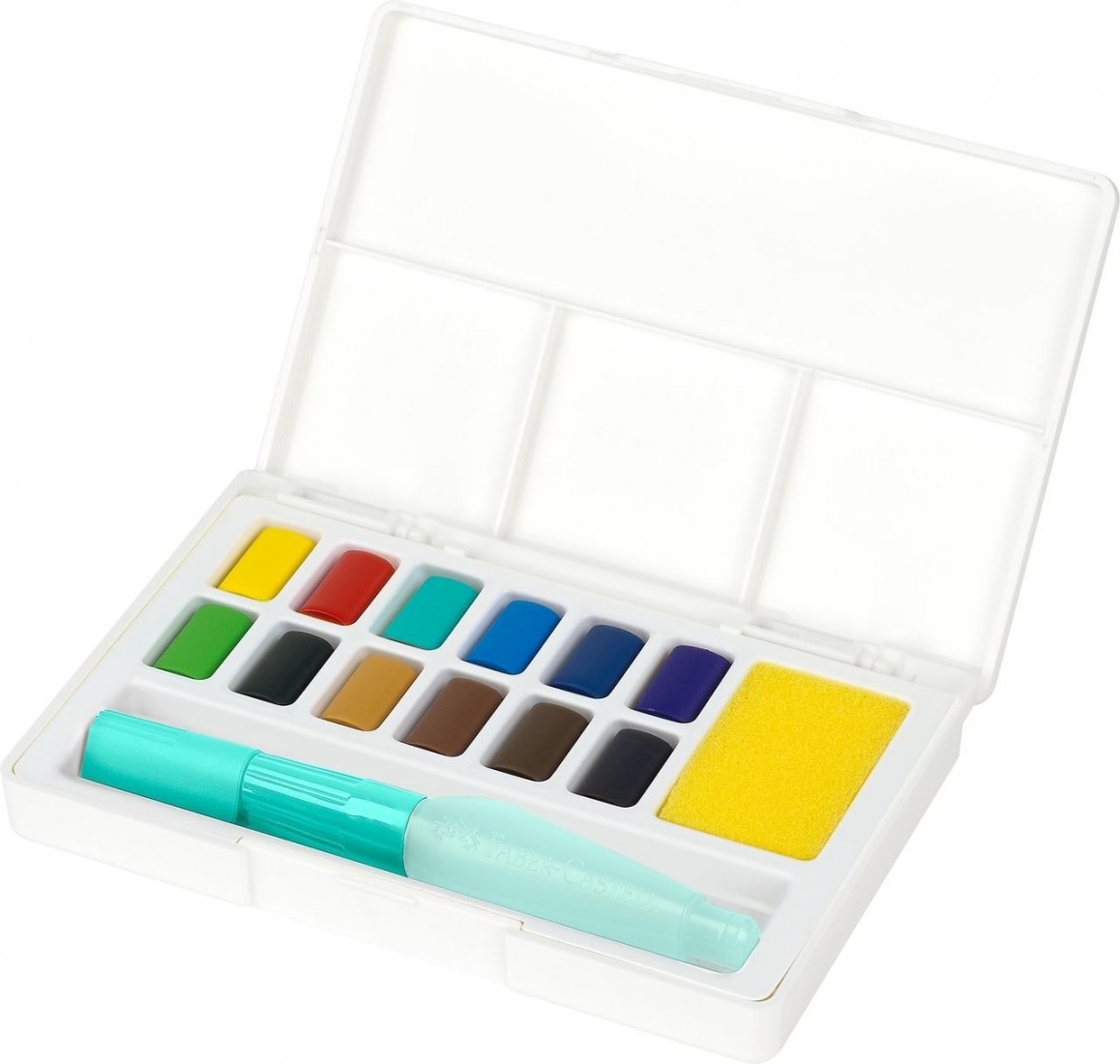 Faber Castell Tropical watercolors in blocks, 12pcs plus brush 169714