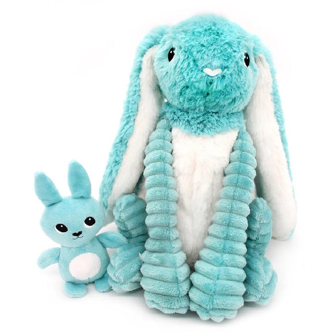 Toudou the rabbit plush toy bleu aqua mum and baby Les Ptipotos 74004 Les Deglingos
