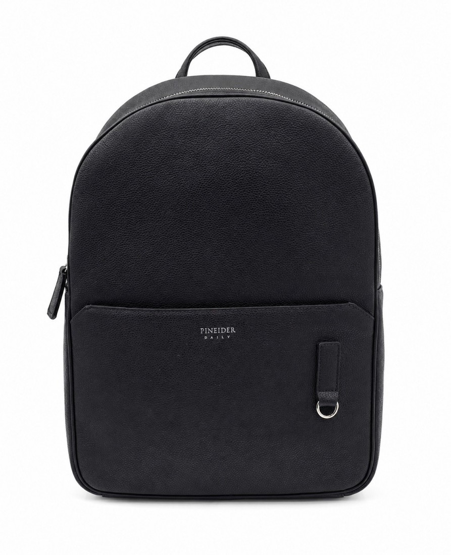 Pineider Daily 23 backpack grained leather dark brown PTL005059