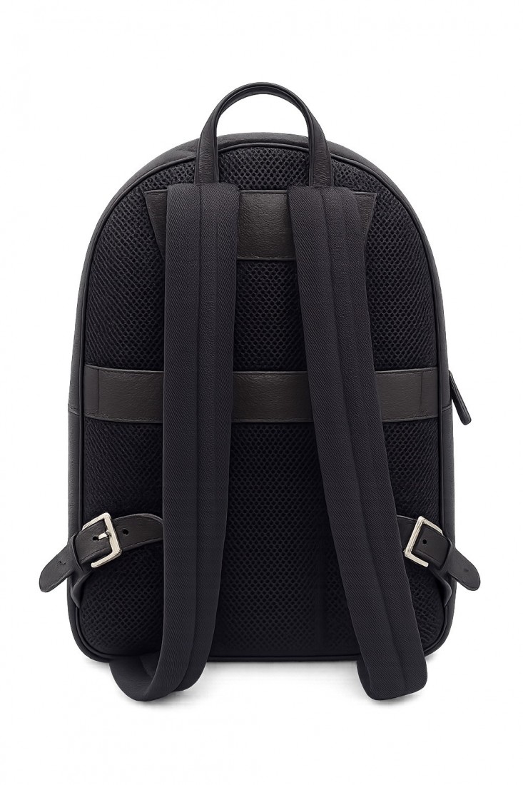 Pineider Daily 23 backpack grained leather dark brown PTL005059