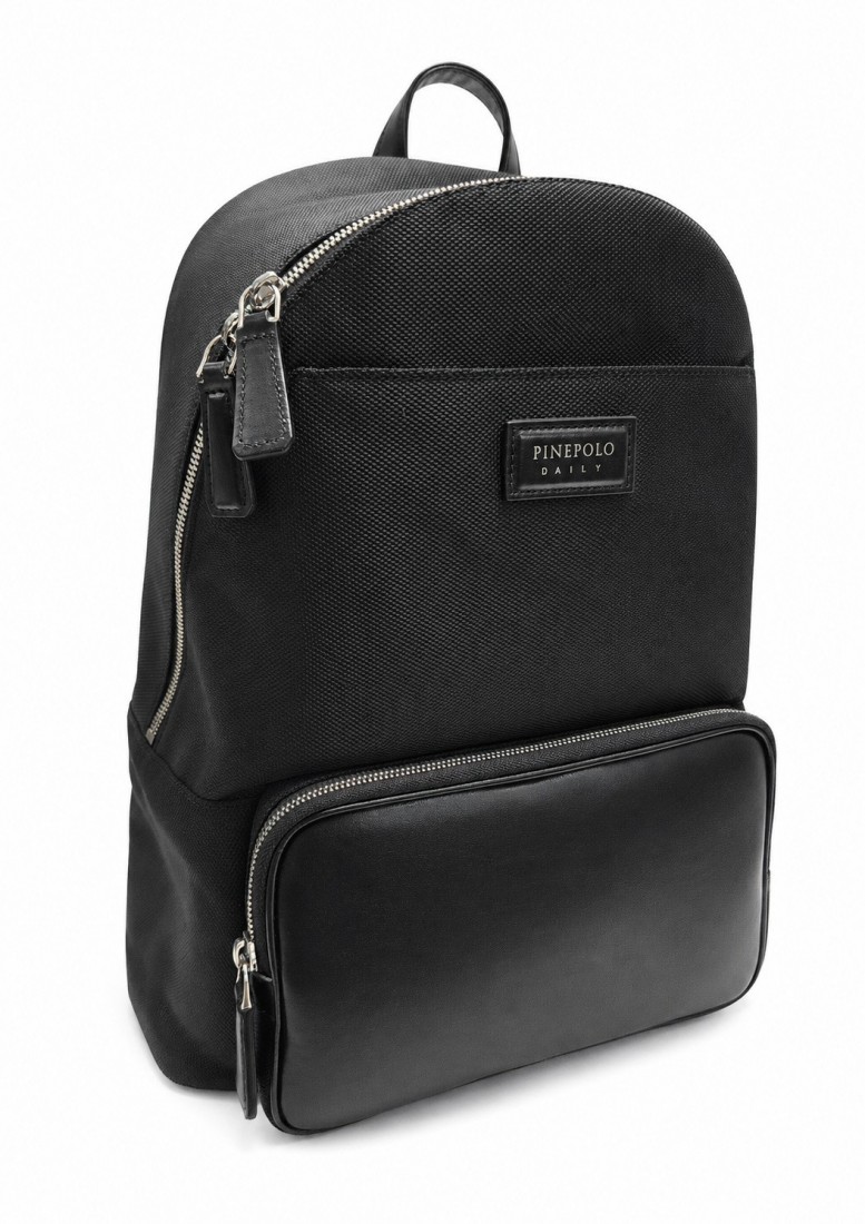 Pineider Daily 23 backpack nylon and  leather black PDNL006056
