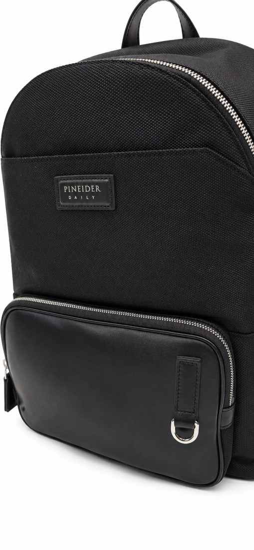 Pineider Daily 23 backpack nylon and  leather black PDNL006056