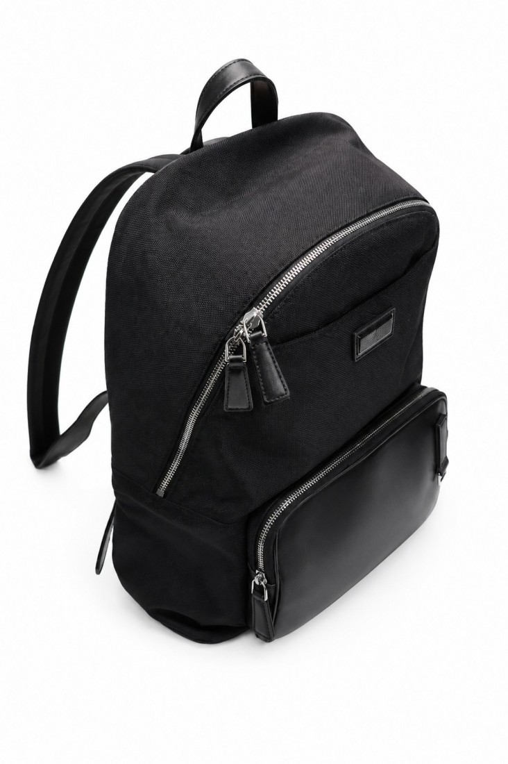 Pineider Daily 23 backpack nylon and  leather black PDNL006056