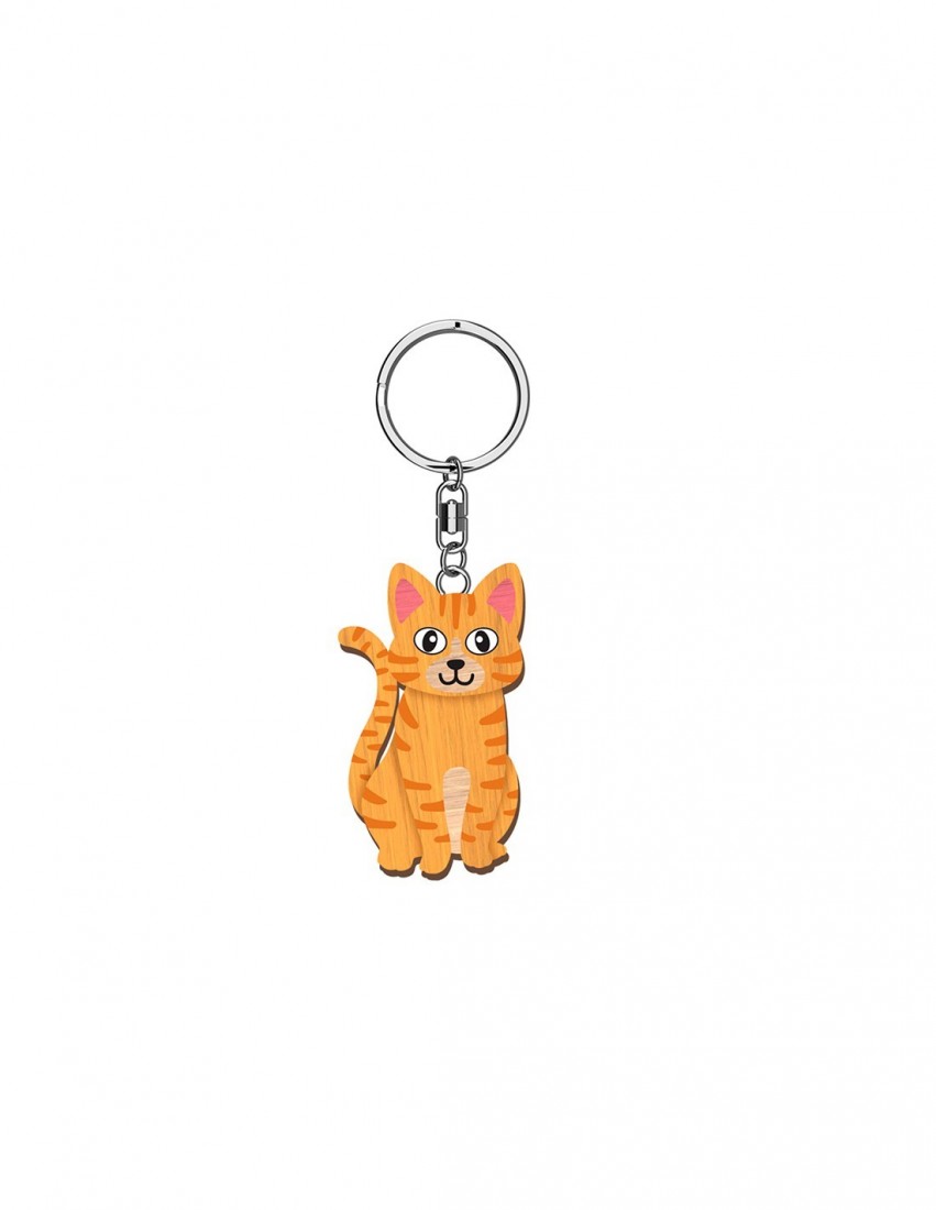 Μπρελόκ ξύλινο Cat Wooden Keyring K2000 Global Journey Gifts