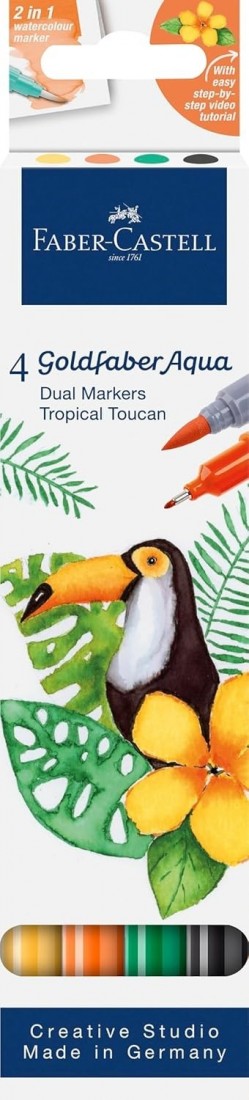 Faber Castell Goldfaber Aqua Dual Marker, set da 4, Tropical Toucan, 164508
