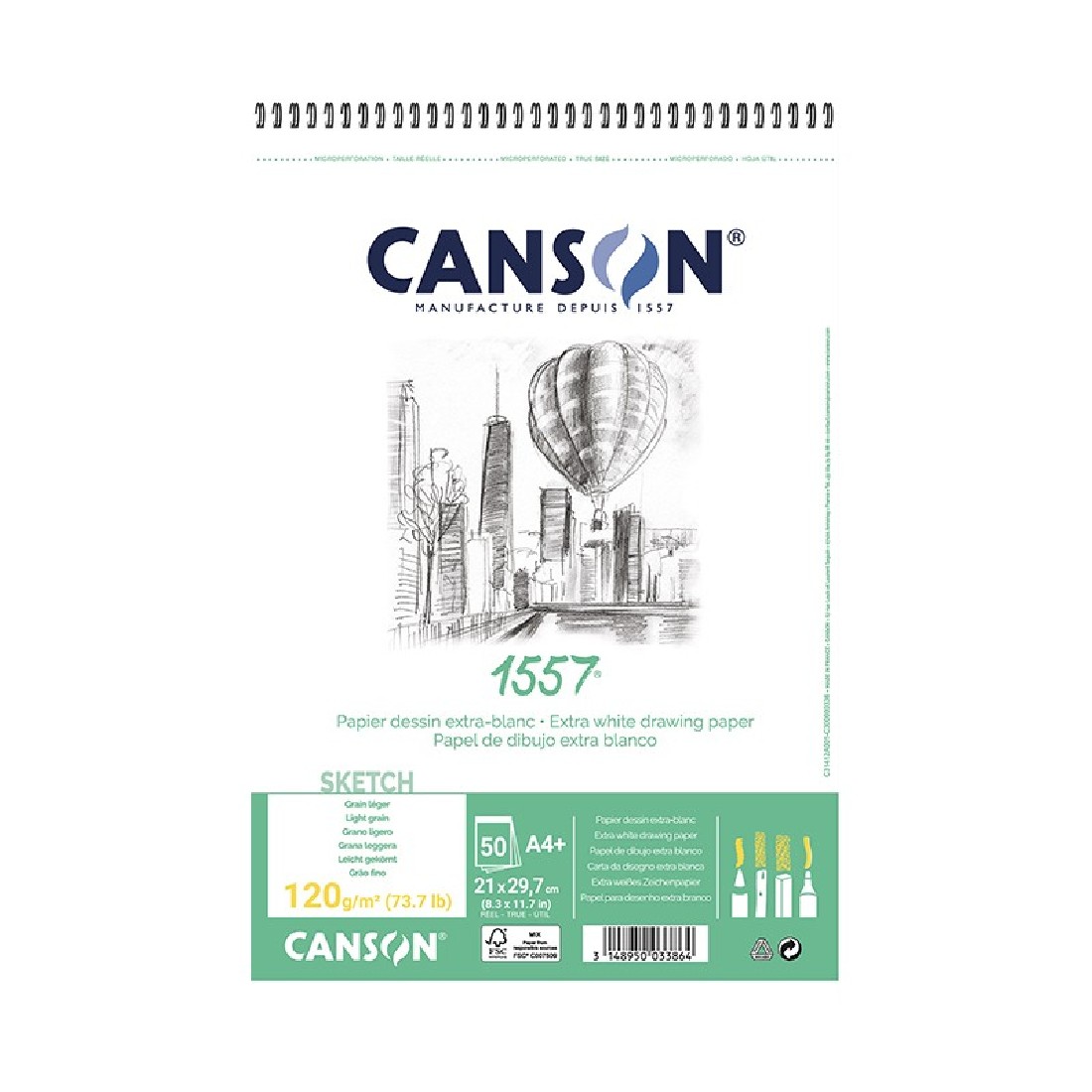 Μπλόκ Extra White 1557 Sketch A4 120g 50 sheets  C31412A001 Canson