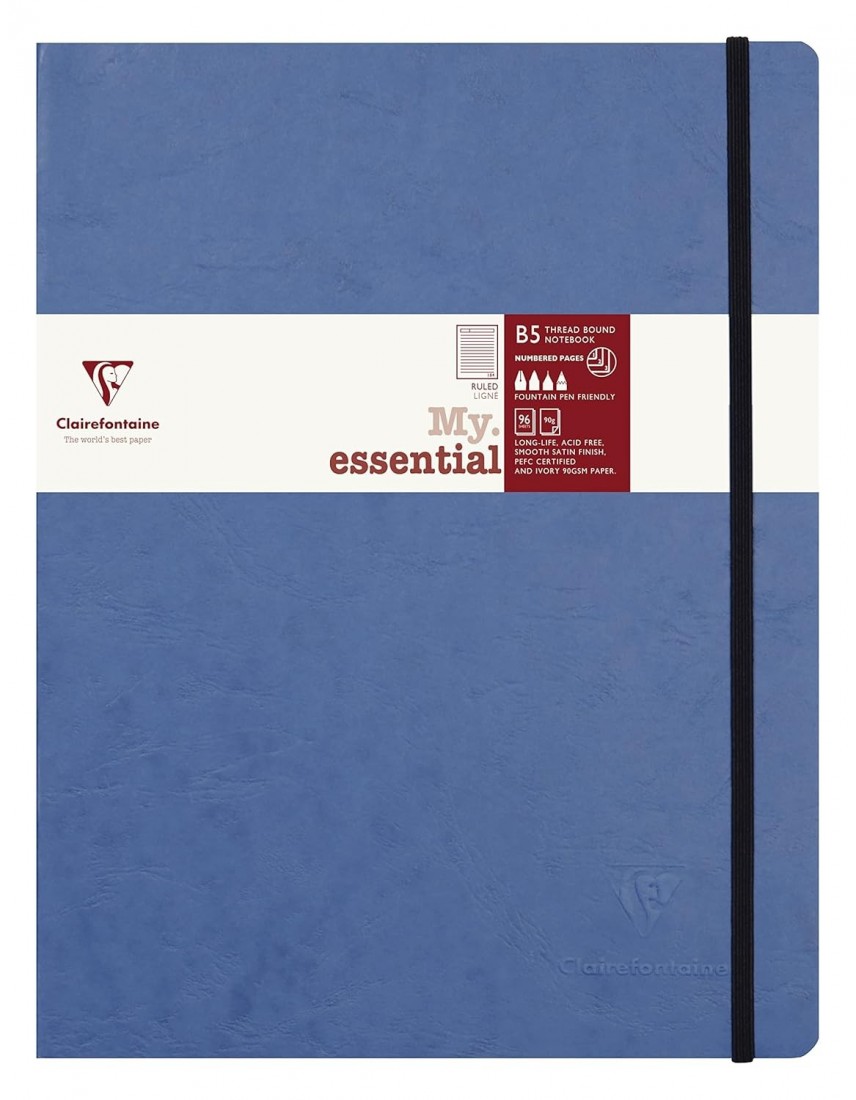 Clairefontaine notebook my.essential B5 19X25 cm, blue, lined,  90g