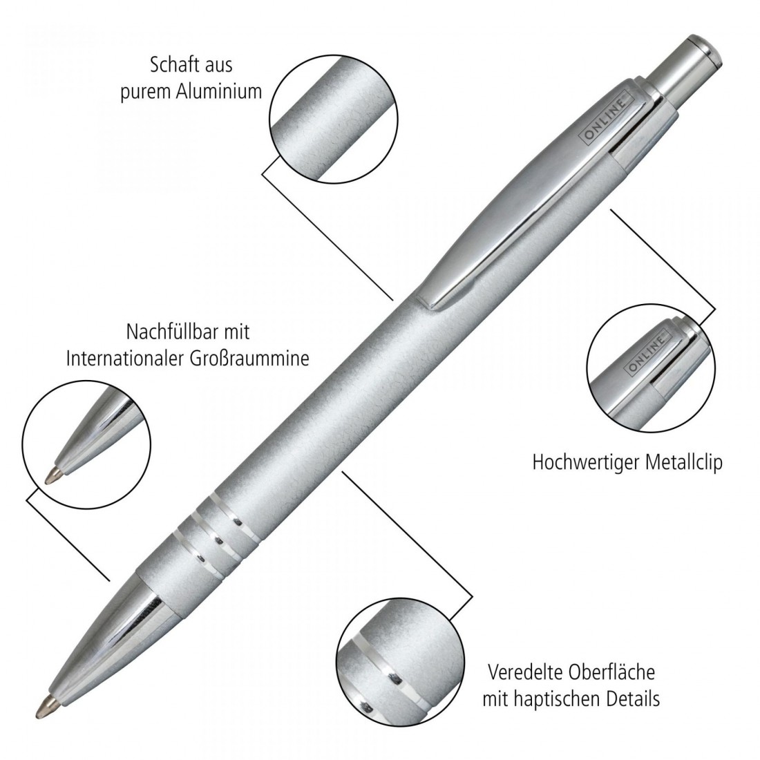 ONLINE Graphite silver ballpen in metal case
