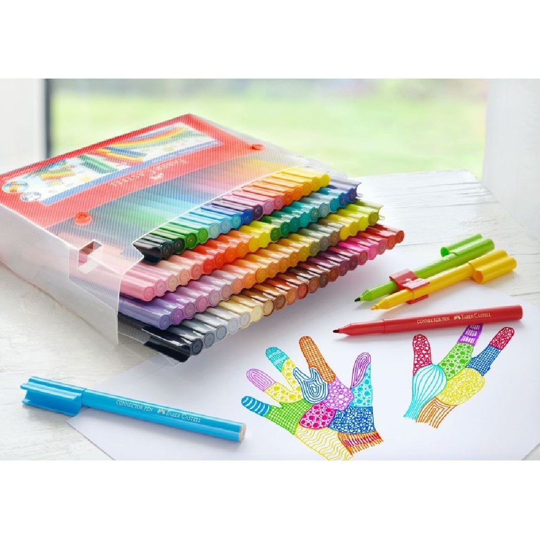Faber Castell Μαρκαδόροι 80 pcs Connector felt tip pen set Carrying case 155579