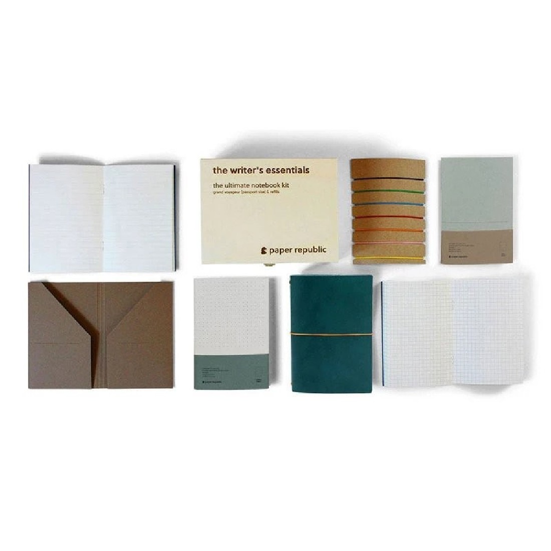 Paper Republic the writers  essentials pocket petrol blue leather journal kit