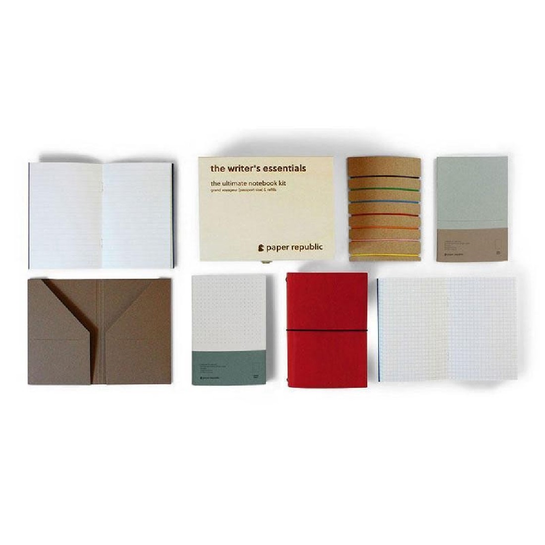 Paper Republic the writers essentials [xl] red leather journal kit