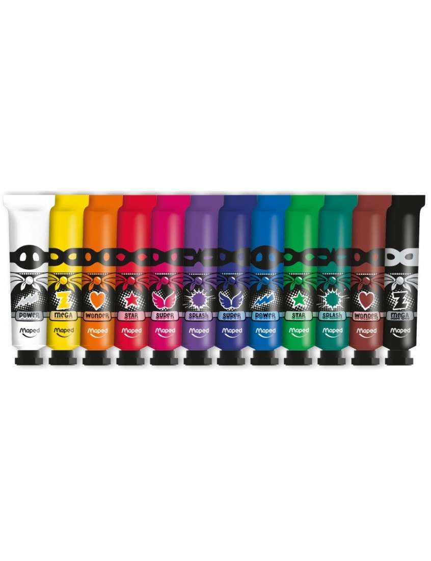 Τέμπερες σε σωληνάριο 12ml 12 χρωμάτων Colorpeps 810520 Maped