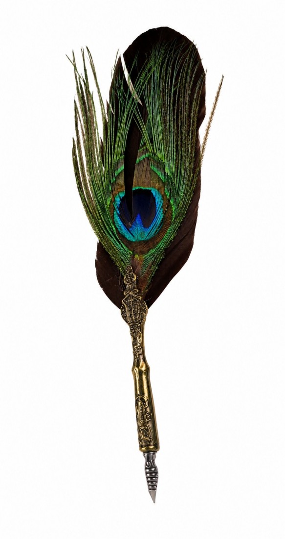 Francesco Rubinato art set 7548, μεταλλικός κονδυλοφόρος με φτερό παγωνιού και μελάνι