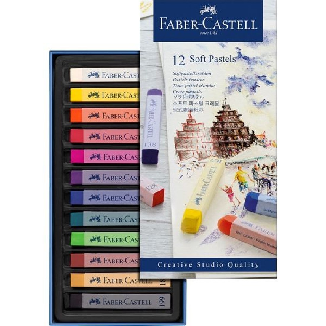 Faber Castell Soft pastels, cardboard wallet of 12 128312