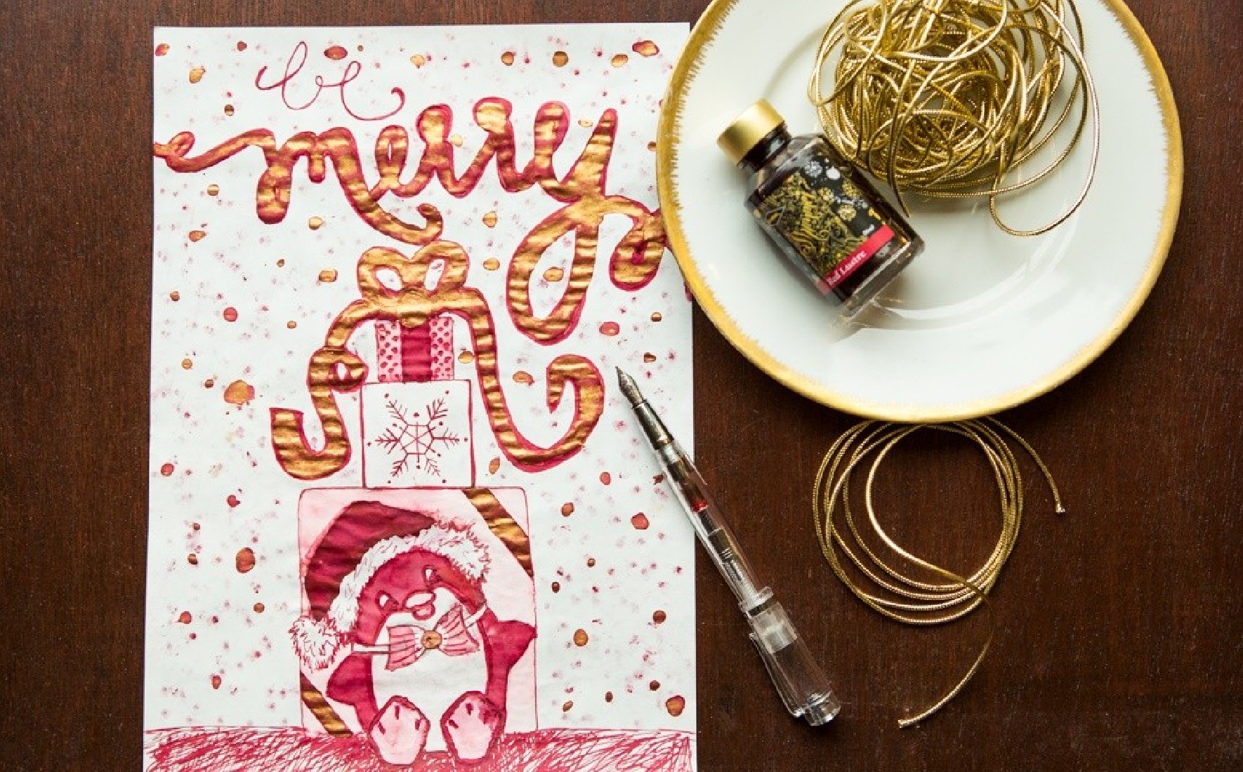 Diamine 50ml Red Lustre Fountain pen shimmer ink bottle