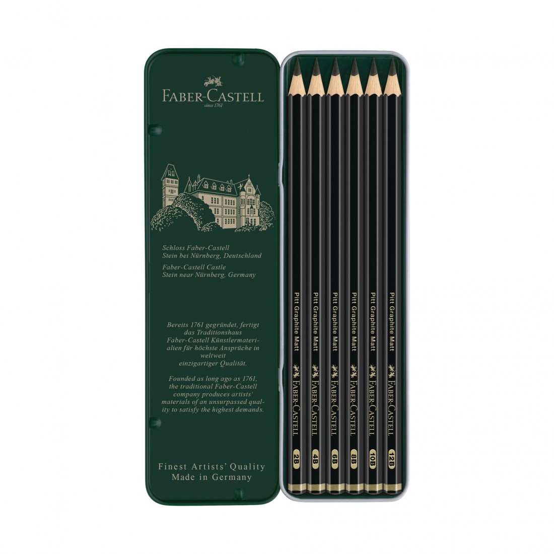 Faber Castell Pitt Graphite Matte Pencils Tin of 6 115207