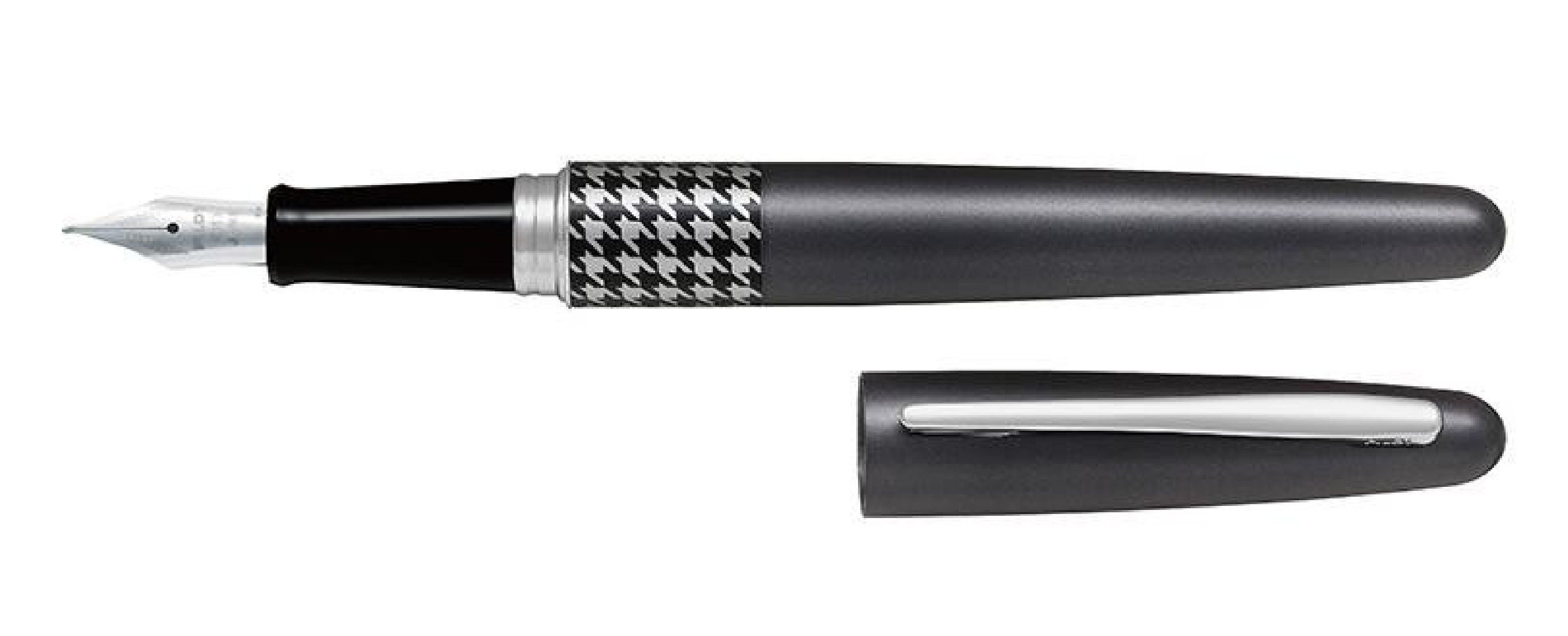 Pilot MR Retro Pop Collection, Fountain Pen, Metallic Gray, Houndstooth Ring, Medium Nib