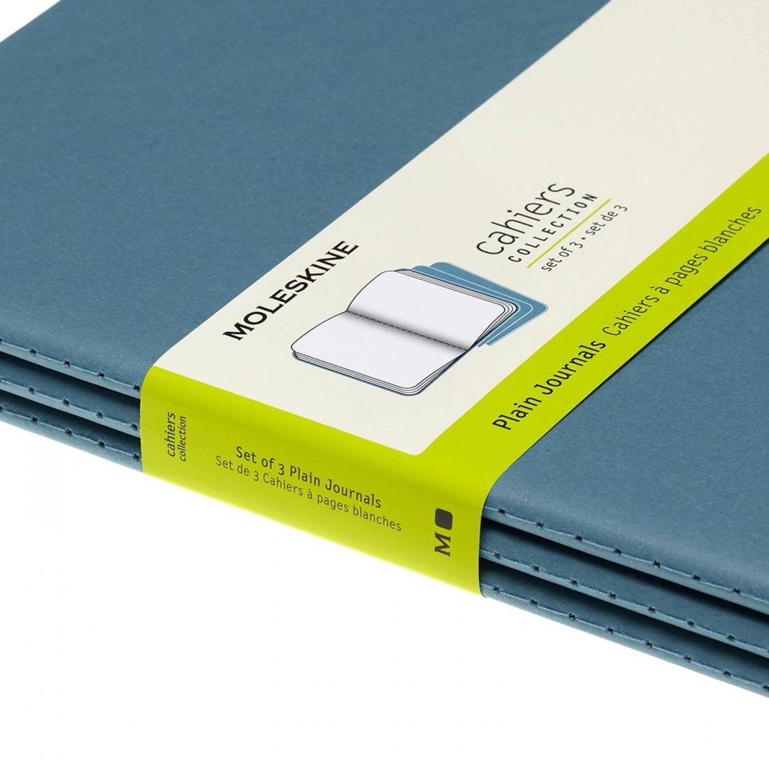 Set of 3 Extra Large XL Plain Journals Brisk Blue Soft Cover 19x25 Moleskine