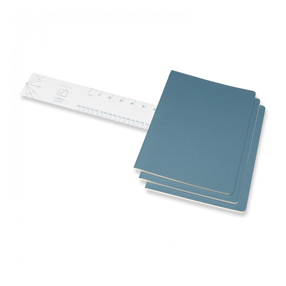 Set of 3 Extra Large XL Plain Journals Brisk Blue Soft Cover 19x25 Moleskine