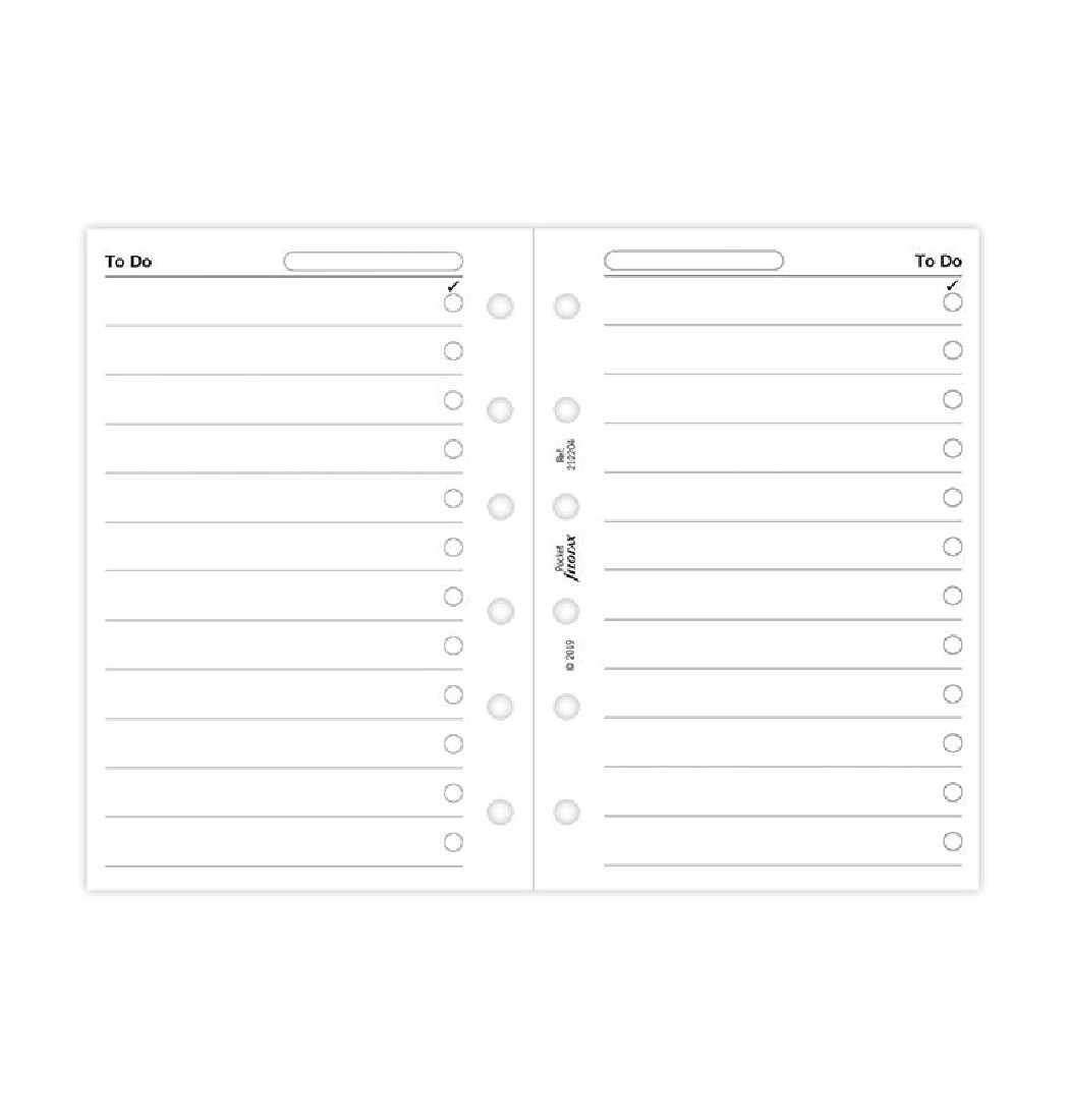 Filofax Refill To Do Pocket 212204 Filofax