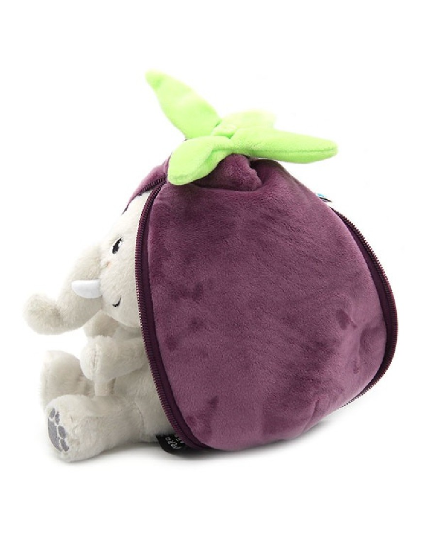 Velvet the elephant/eggplant soft toy - Flipetz 80103 Les Deglingos.