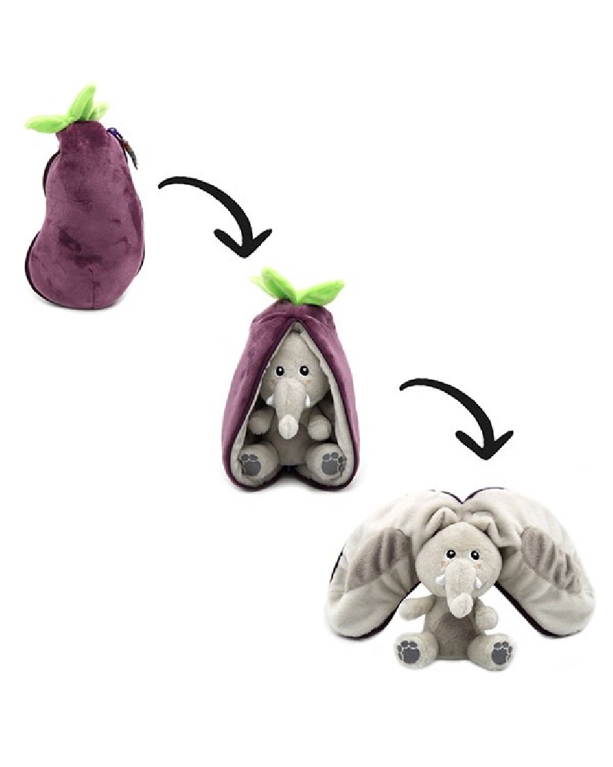 Velvet the elephant/eggplant soft toy - Flipetz 80103 Les Deglingos.