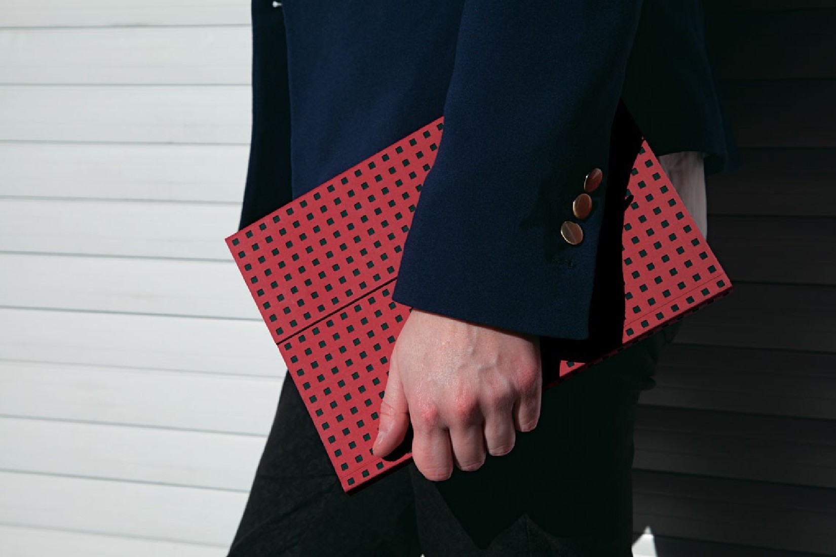NOTEBOOK RED ON BLACK  QUADRO B5 LINED PAPER-OH
