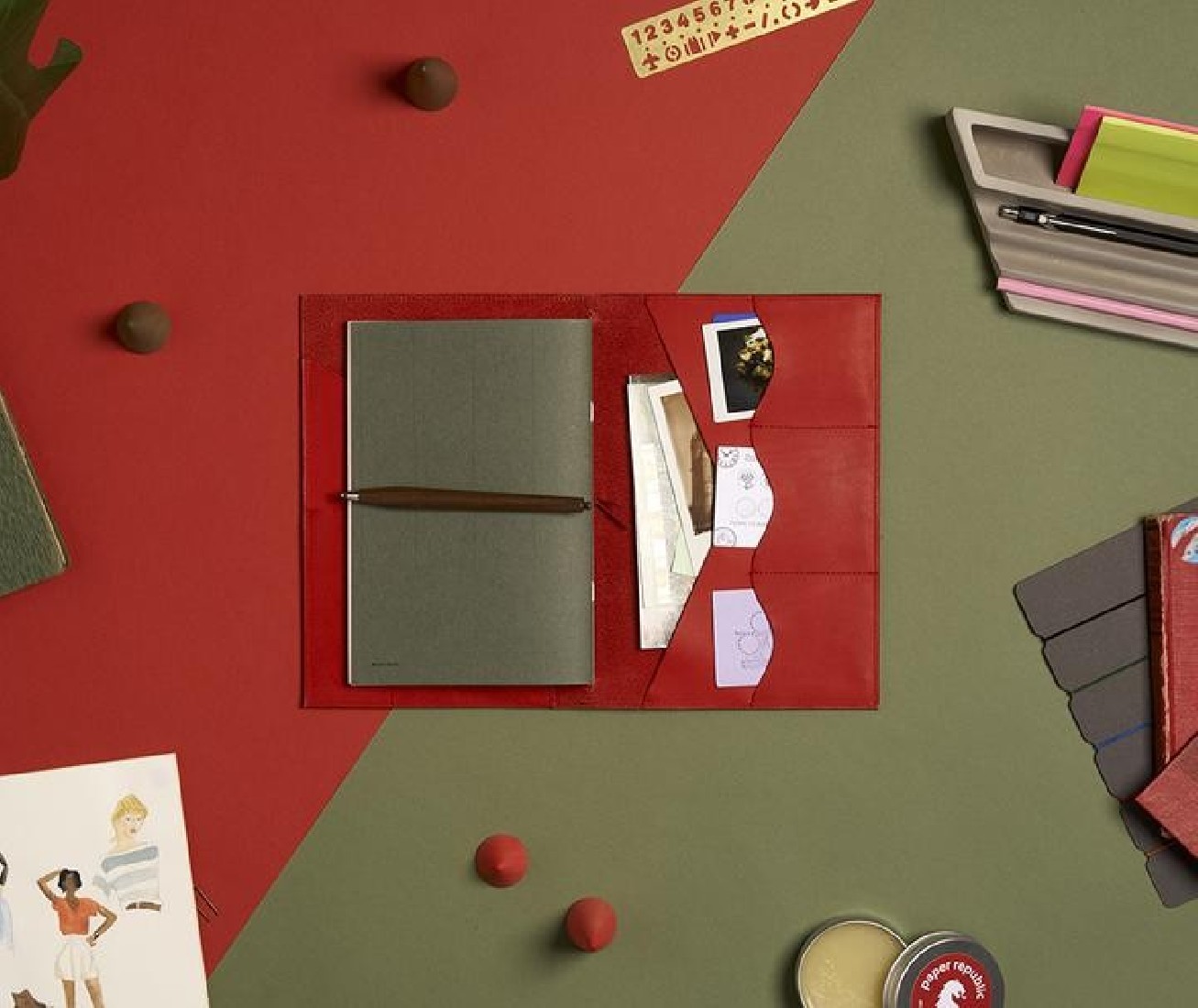 Paper Republic A5 Leather Portfolio Red PR