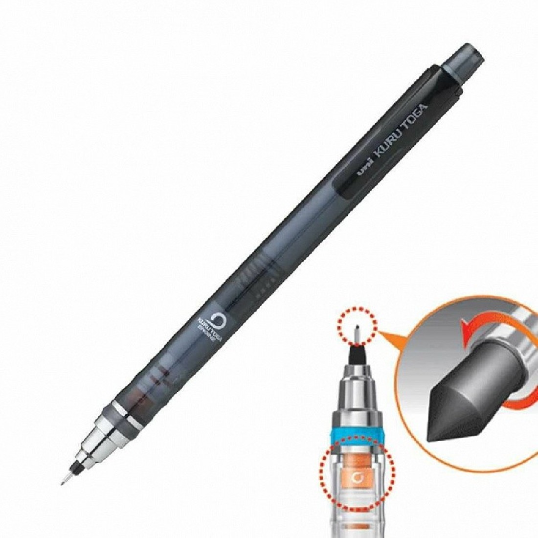 Uni-Ball Kurutoga M5-450T Mechanical Pencil 0.5mm, Smoke Grey