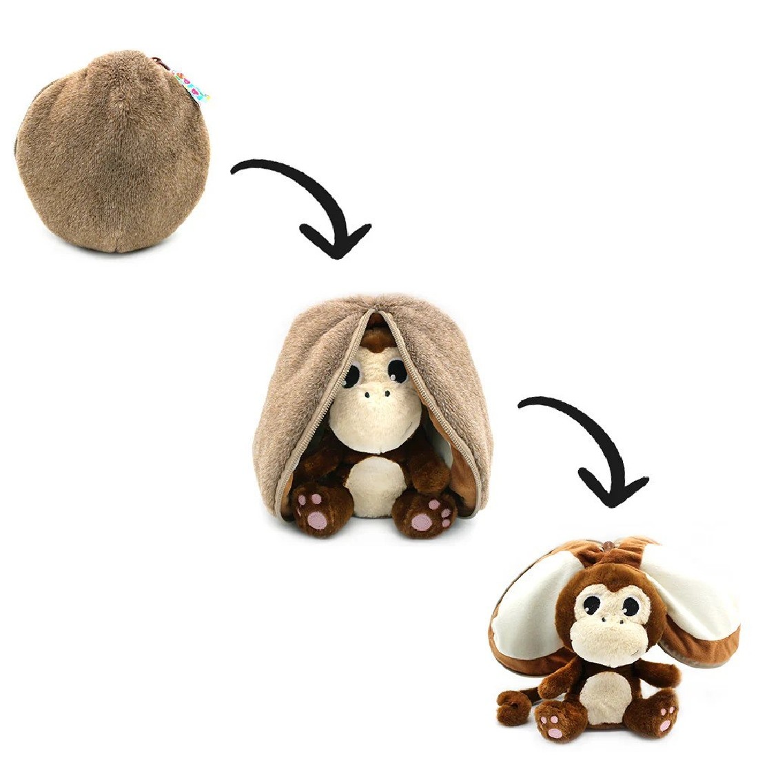 Coconet the monkey/coconut plush toy - Flipetz 80111 Les Deglingos