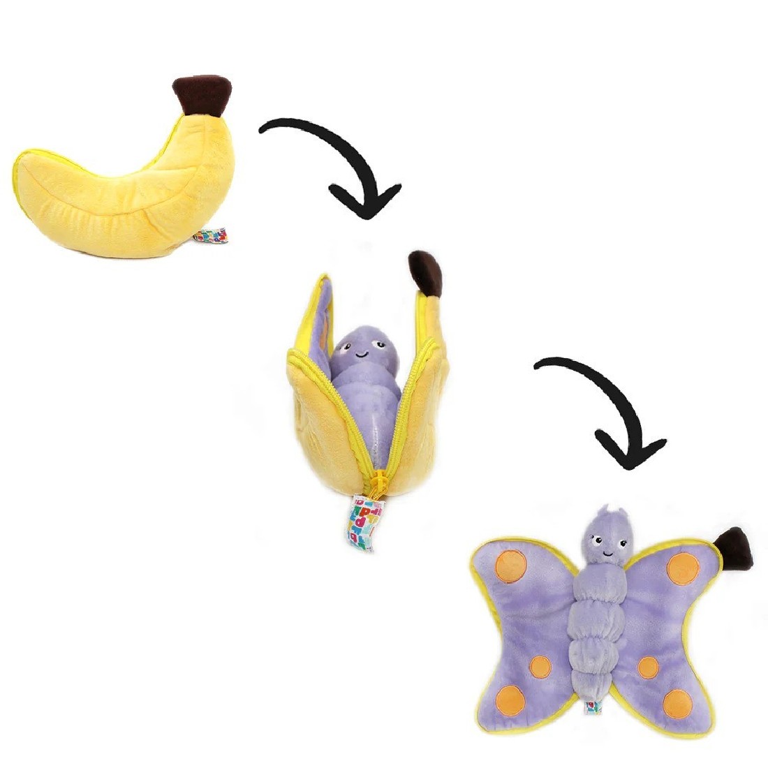 Poppet the butterfly/banana plush toy - Flipetz 80110 Les Deglingos.