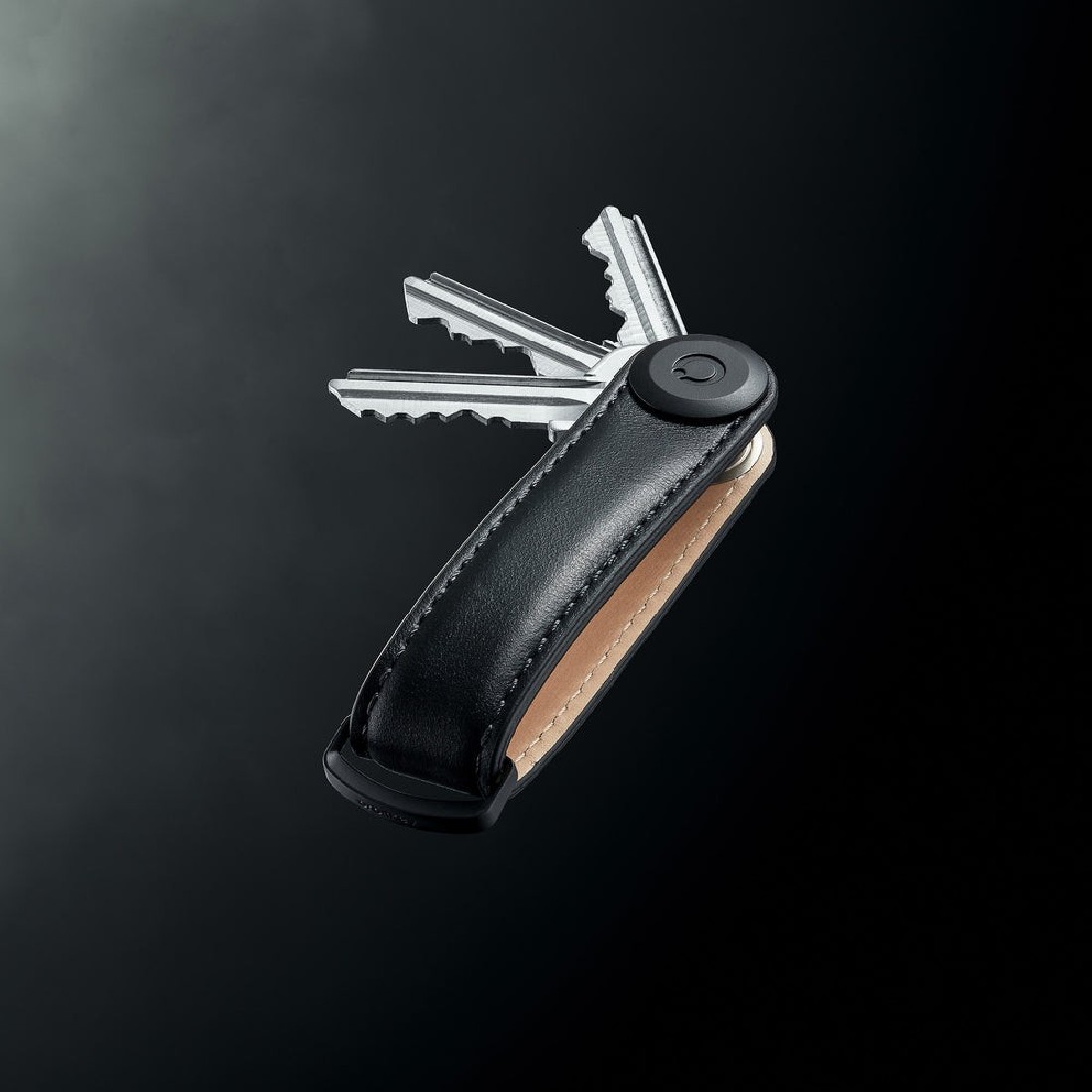 Orbitkey Key Organizer Leather Black with Black Stiching LTHO-2-BKBKBK