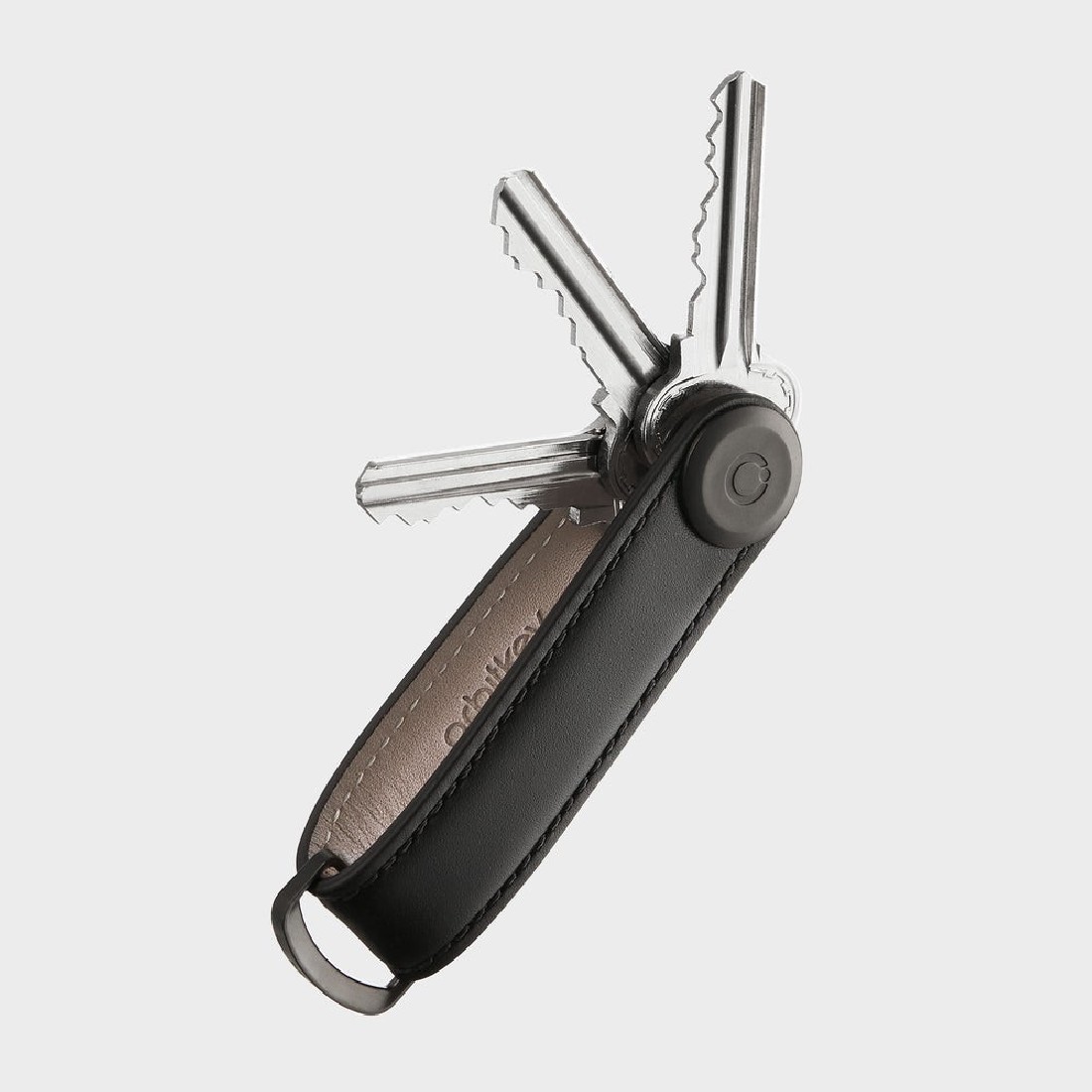 Orbitkey Key Organizer Leather Black with Black Stiching LTHO-2-BKBKBK