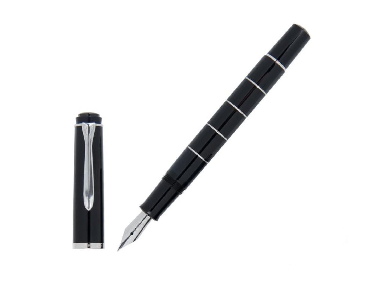 Pelikan M215 black, with silver rings, fountain pen